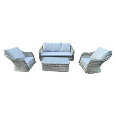 Luxury Grey Rattan 3-Seater Sofa Set with 2 Armchairs and Elegant Coffee Table for Outdoor Spaces - UK Luxury Furniture